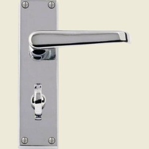 Victorian Straight Lever Satin Chrome Bathroom Lock Handles