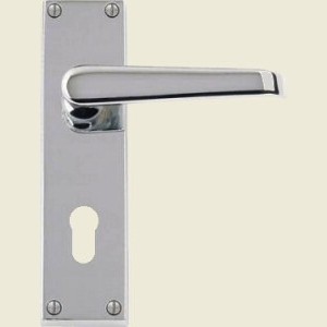 Victorian Straight Lever Satin Chrome Euro Lock Handles