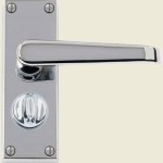 Victorian Straight Lever Satin Chrome Privacy Handles