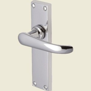 Windsor Polished Chrome Lever Latch Handle on Long Plate