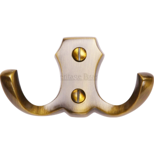Tudor Double Robe Coat Hook Antique Brass Tudor Double Robe Coat Hook Antique Brass
