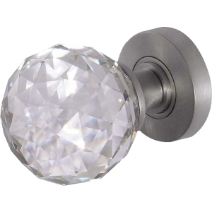 JH5255 Satin Chrome Crystal Faceted Door Knob Set
