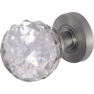 Satin Nickel Crystal Faceted Door Knob Set