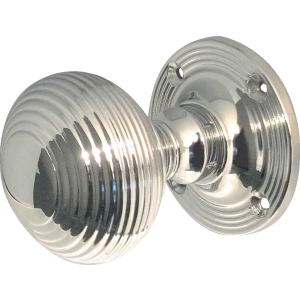 JR6M Polished Chrome Reeded Door Knob Set