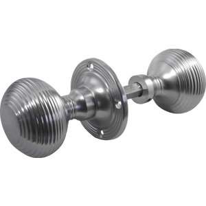 JR6R Satin Chrome Reeded Rim Knob Door Knob Set
