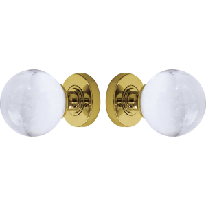 Clear Glass Ball Door Knob Set Polished Brass Rose