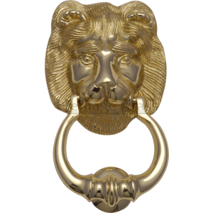 Lion Head Door Knocker 203mm Polished Brass