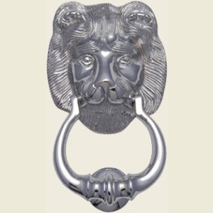 Lion Head Door Knocker 203mm Polished Chrome