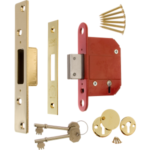 67mm 5 lever BS Fortress Deadlock Polished Brass