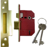  65mm Fortress BS 5 Lever Mortice Sashlock Brass