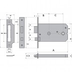 151mm Imperial Horizontal Bathroom Lock Polished Brass