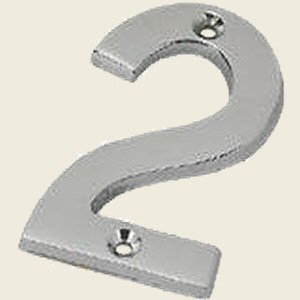 2 Satin Chrome Number Two Door Numeral