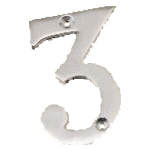 3 Polished Chrome Number Three Door Numeral