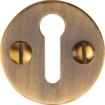 32mm Round Open Keyhole Escutcheon Antique Brass