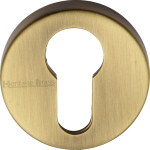 45mm Round Euro Profile Lock Escutcheon Antique Brass