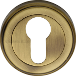 50mm Round Euro Profile Lock Escutcheon Antique Brass