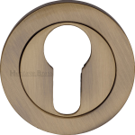 53mm Round Euro Profile Lock Escutcheon Antique Brass