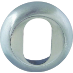 Projected Bevelled Edged Satin Chrome Oval Profile Escutcheon