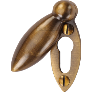 59mm Teardrop Covered Keyhole Escutcheon Antique Brass