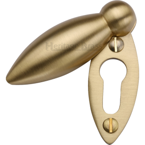 59mm Teardrop Covered Keyhole Escutcheon Satin Brass