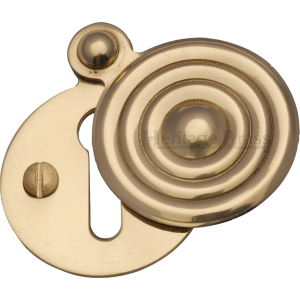 33mm Reeded Round Covered Keyhole Escutcheon Polished Brass