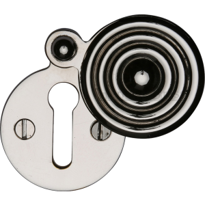 33mm Reeded Round Covered Keyhole Escutcheon Polished Nickel
