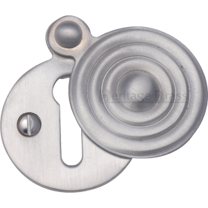 33mm Reeded Round Covered Keyhole Escutcheon Satin Chrome