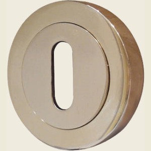Projected Round Polished Brass Oval Profile Keyhole Escutcheon