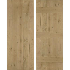27 x 78 Solid Rustic Oak Ledged Door
