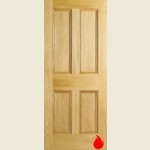 27 x 78 Flat 4-Panel Oak Fire Door