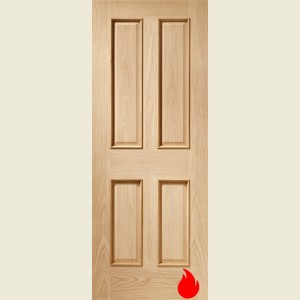 30 x 78 Rockingham Oak 4-Panel Fire Door