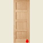 27 x 78 4 Panel Oak Shaker Fire Door 686 x 1981 x 44