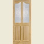 27 x 78 Semi-Clear Pine Brittany Arctic Rose Glazed Door