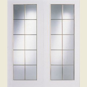 1440 x 2040mm Ontario 20-Light Glazed Brass-Bars Smooth Double Doors