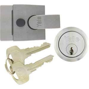 Yale 84 Grey Nightlatch Satin Chrome Cylinder