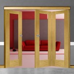 3 Door Pattern-10 Oak Folding Sliding Room Divider Clear Glass