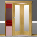 2 Door Pattern-10 Oak Folding Sliding Room Divider Obscure Glass