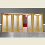 7 Door Pattern-10 Oak Folding Sliding Room Divider Obscure Glass