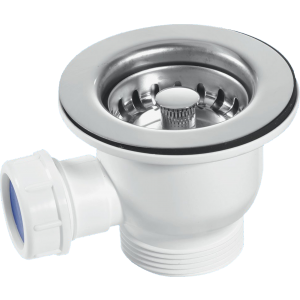 60mm Stainless Steel Basket Strainer Waste With Overflow Connector